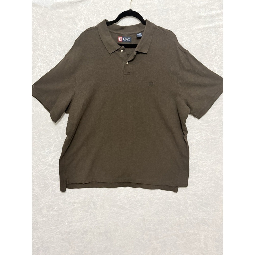 Chaps Polo Shirt Men 4XB 4XT Big Tall Brown Cotton Short Sleeve Classic Golf